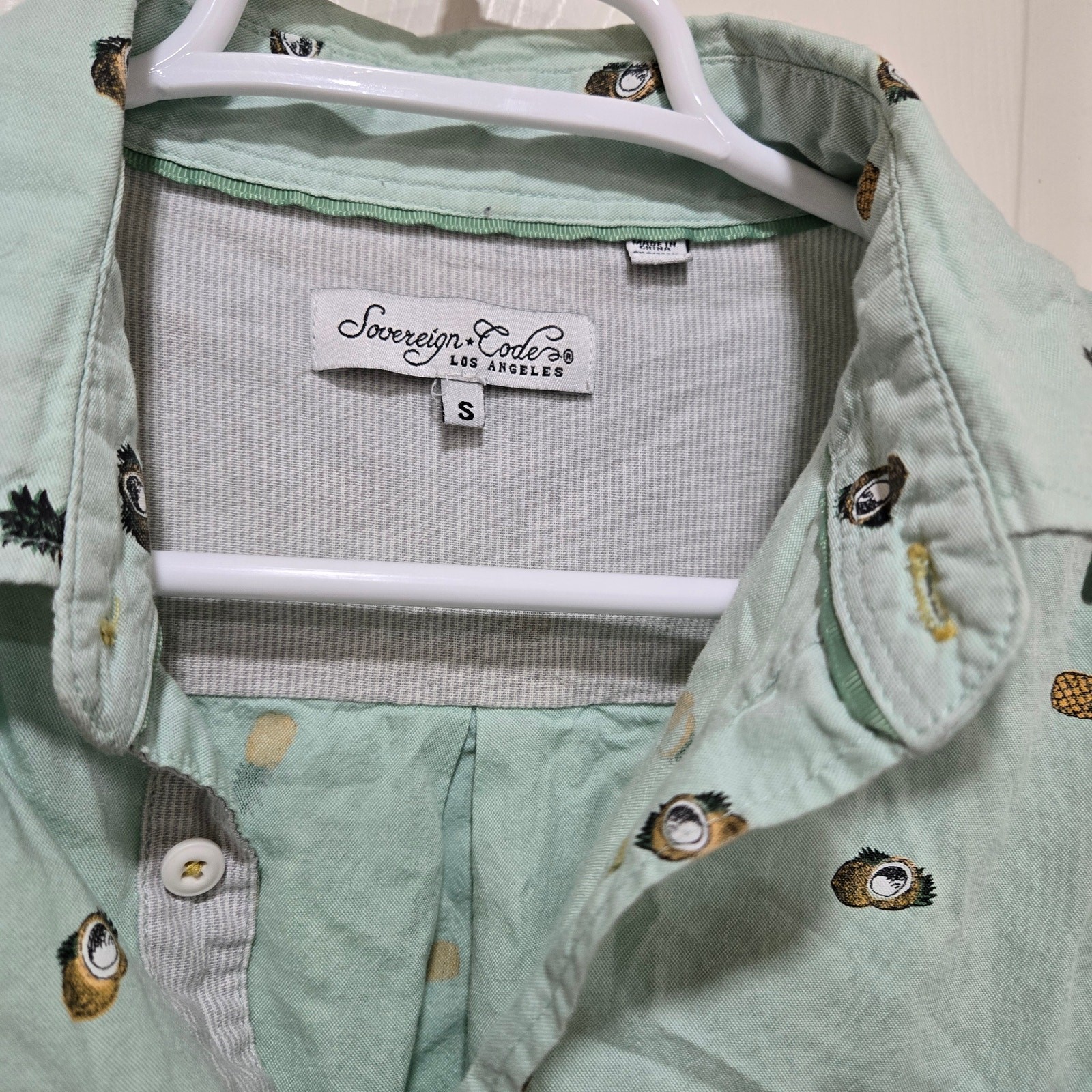 Sovereign Code Mint Pineapple Print Short Sleeve … - image 5