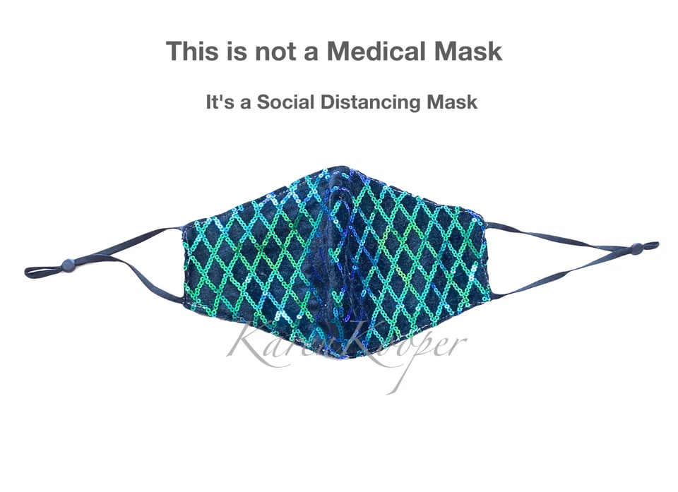 Luxury Face Mask Iridescent Sequin Glitter Bling Party Wedding Washable Reusable - Image 4 of 4