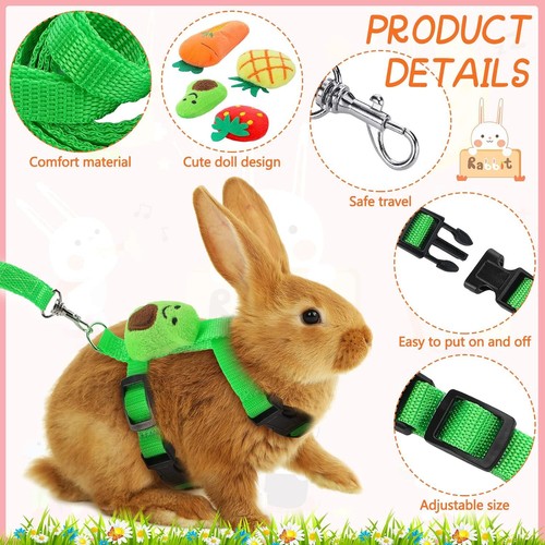 4 Sets Adjustable Bunny Rabbit Harness and Leash Set Small Pet Cute Vest Harness - Picture 3 of 8