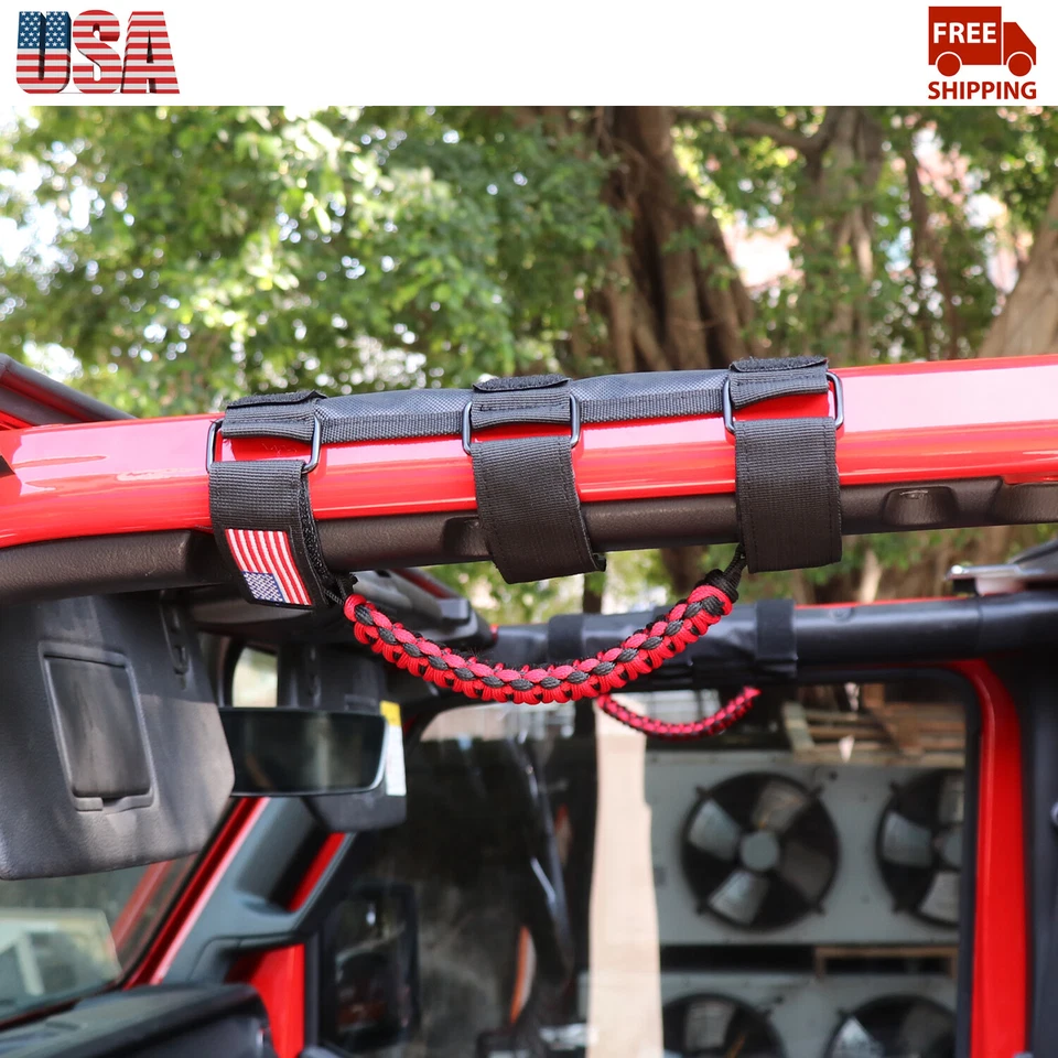 2x Roll+Side Bar Grab Handle Grip Handle For Jeep Wrangler TJ JK JL 1997+ 2/4Dr Foto 2 de 4