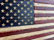 Handmade Wooden Distressed American Flag by Eagle Wood Flag Company