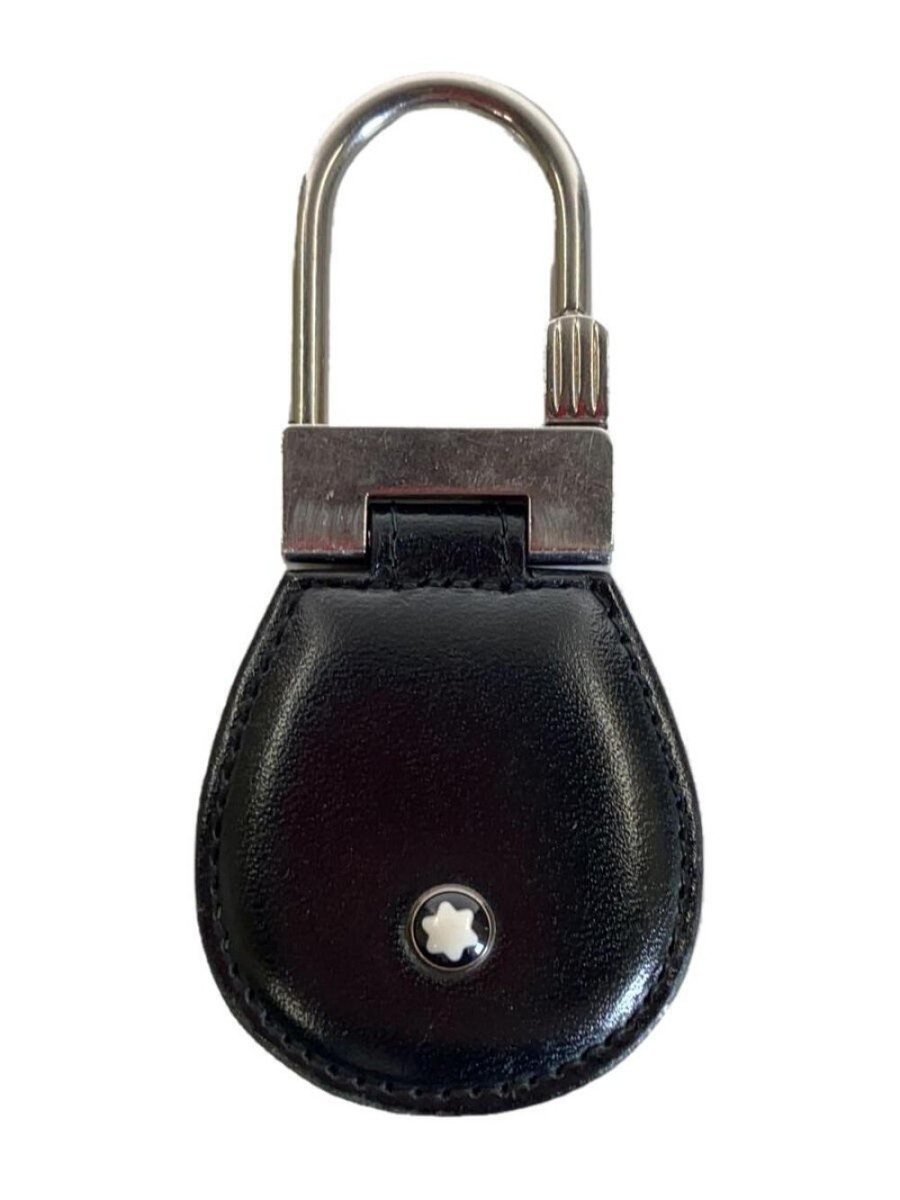 Montblanc Black Leather Silver Metal Steel with Ring Hook