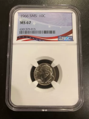 1966 SMS Roosevelt Dime certified MS67 by NGC ~ SMS High Grade Early Date