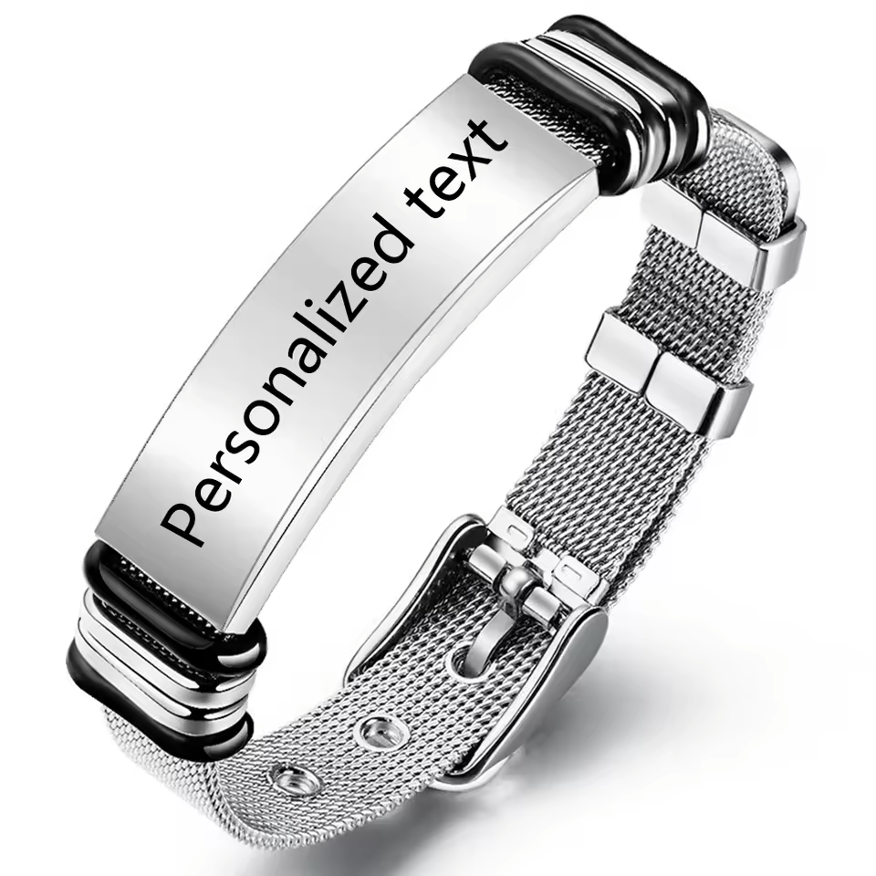 Custom Engraved Name Bracelet - Personalized Stainless Steel Jewelry in Silver-image