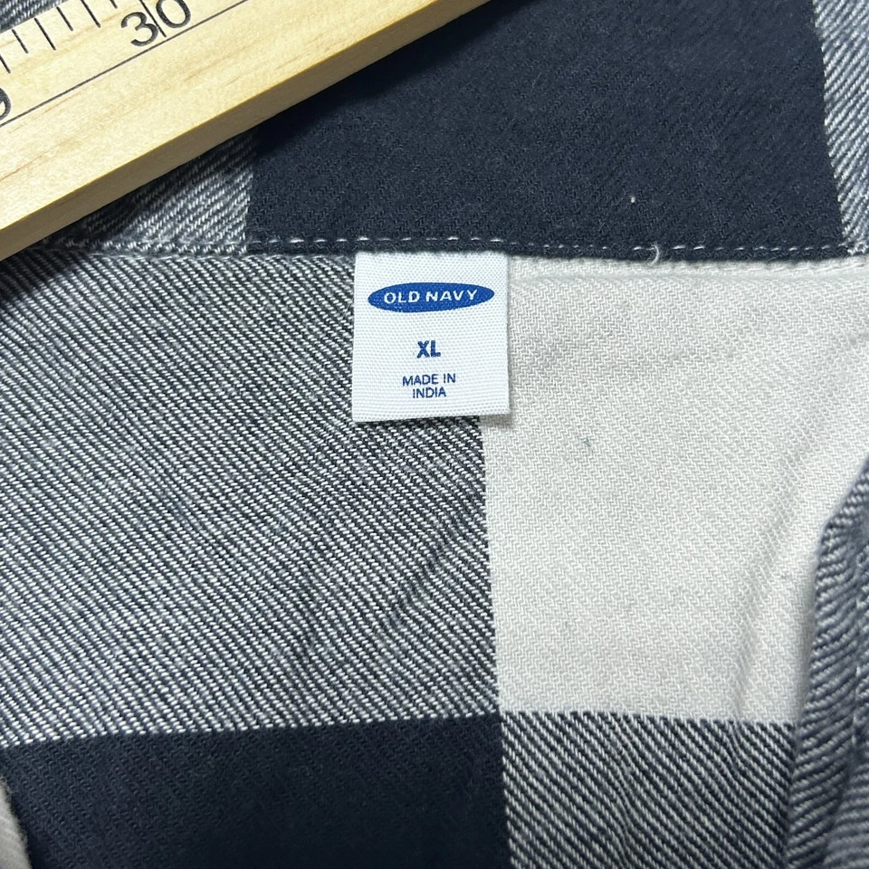 Camisa Old Navy Para Mujer XL Negra Blanca Búfalo Cuadros Algodón Grunge Suave Clásica Foto 3 de 4