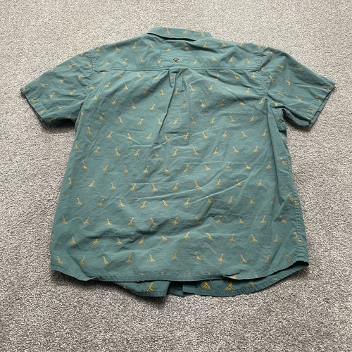 prAna Shirt Adult Large Green Broderick All Over Giraffe Print Short Sleeve Mens - Picture 8 of 9
