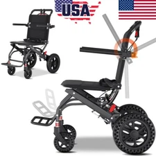 Lightweight Folding Portable Transport Wheelchair With Hand Brake Weight 16lbs