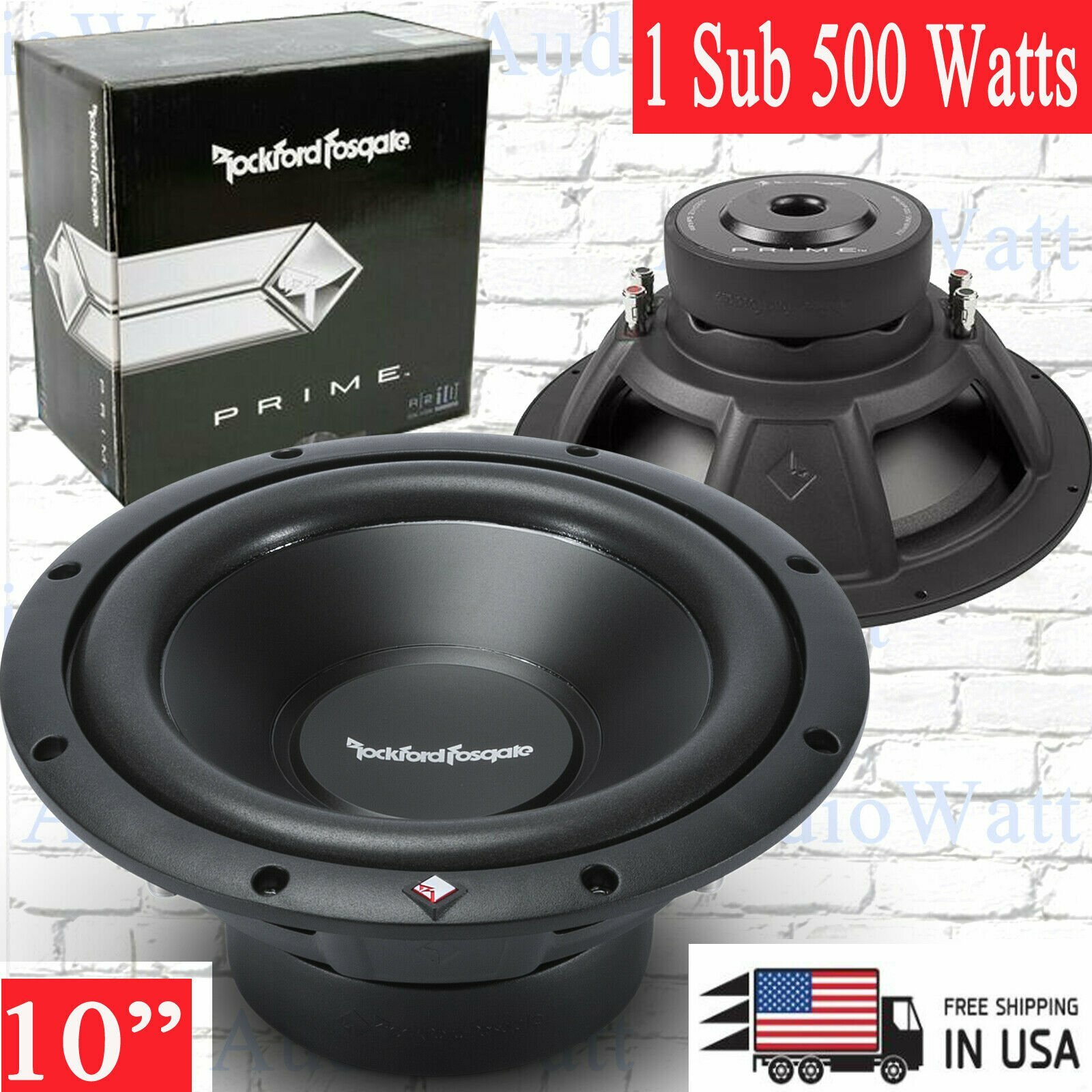 1X Rockford Fosgate R2D410 Prime 10" Dual Voil Coil 500W Subwoofer 4-Ohm New