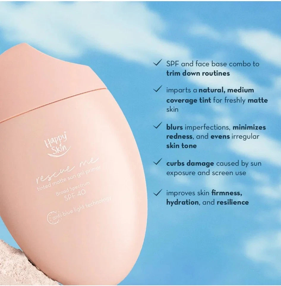 Happy Skin Rescue Me Tinted Matte Sun Gel Primer broad spectrum SPF 40 - Image 3 of 4