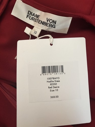$ 368 Neu mit Etikett DVF Hadlie Flügelärmel knielanges rotes Wunschkleid Größe 10 - Bild 9 von 10