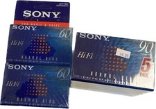 Sony HiFi 90 Minute Blank Normal Bias Cassette Tapes Sealed Lot of 5  2 60 Min.
