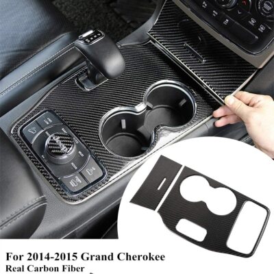 Soft Carbon Fiber Center Console Cup Holder Cover Trim for Jeep Grand Cherokee