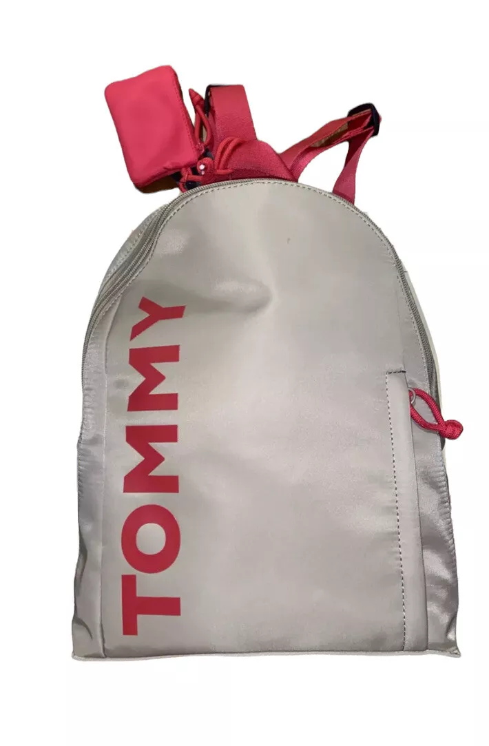TOMMY HILFIGER Medium Dome Backpack Bag w Pouch Beige Pink MSRP 128