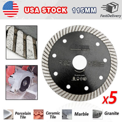 5x 4.5''/115mm Circular Saw Blades Turbo Thin Diamond Cutting Disc Grinder Wheel