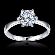 18ct White Gold Filled 1.6 Carat Cubic Zirconia Gem Six Claw Engagement Ring