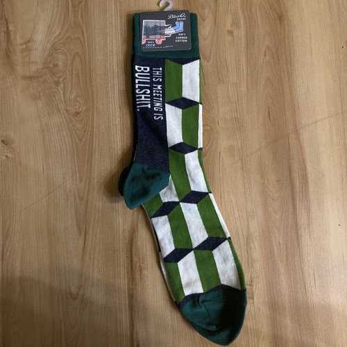 NEW Blue Q This Meeting Is Bullshit BS Men’s Size 712 Crew Socks NEW