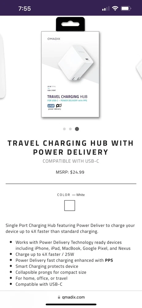 USB -C Quick Charge PD 25W USB Hub Wall Charger Power Adapter US Plug