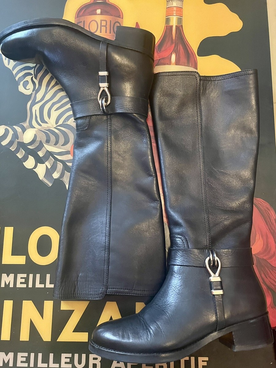 Barneys New York tall leather boots size 37 Gold Harness | eBay display picture 1