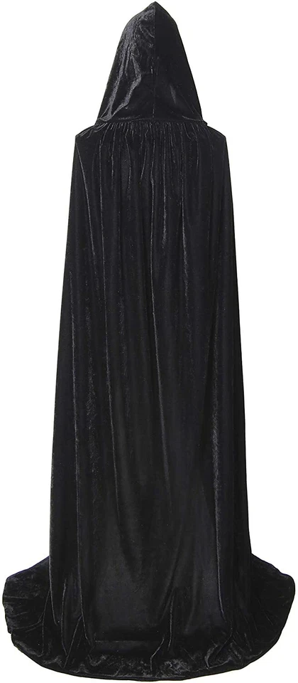 Disfraz de Halloween de terciopelo vampiro medieval con capucha capa larga con capas de bruja Foto 3 de 4