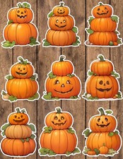 Halloween Pumpkin Stack Die Cut Stickers Set Scrapbooking Laptop Waterbottle