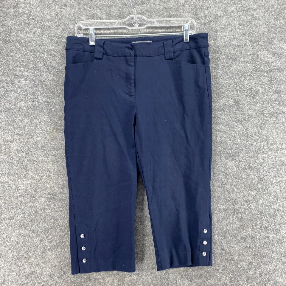 Pantalones cortos 89th & Madison para mujer 12P azul pequeño tiro alto bolsillos delanteros planos Foto 3 de 4