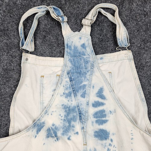 Levis Shortalls Womens Large White Blue Tie Dye Bib Overalls Short Denim - Picture 5 of 17