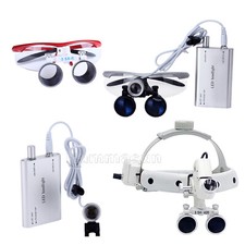 Lupa médica de vidrio binocular quirúrgico dental lupas lámpara LED luz principal