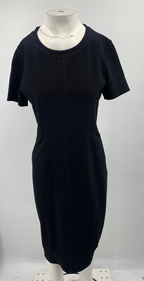 By Marlene Birger Womens Black Short Sleeve Sheath Dress sz L