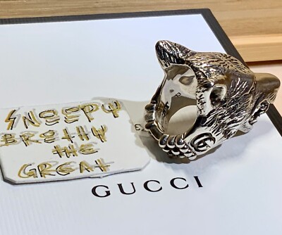 Pさん専用【GUCCI】Silver Wolf Head Ring NIB Gucci Anger Forest Wolf Head GG Marmont Sterling Silver Ring