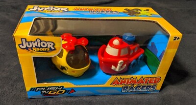 NKOK Junior Racers: ''Animated Racers'' Push & Go Helicopter & Tug Boat 2+ yrs.