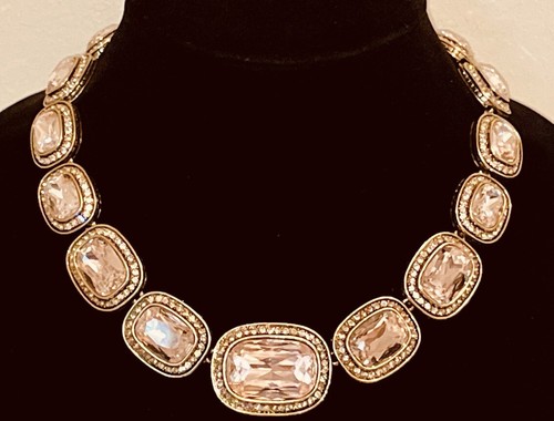 Heidi Daus Signed Exquisite Elegance Pale Pink Crystal Necklace