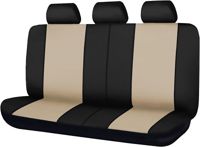 Universal Rear Bench Car Seat Covers Split 40/60 50/50 60/40 Beige Black Sporty