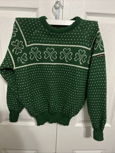 Vtg Rare Wool Sweater Kids Youth Blarney Castle Ireland 32” Shamrock 11-14 Read