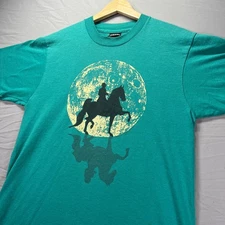 Vintage 80s Cowboy Shirt Mens Medium Blue Screen Stars Best Graphic Western