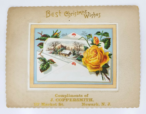 3 Victorian Trade Cards Christmas Wishes J Coppersmith Newark New Jersey - Picture 5 of 12