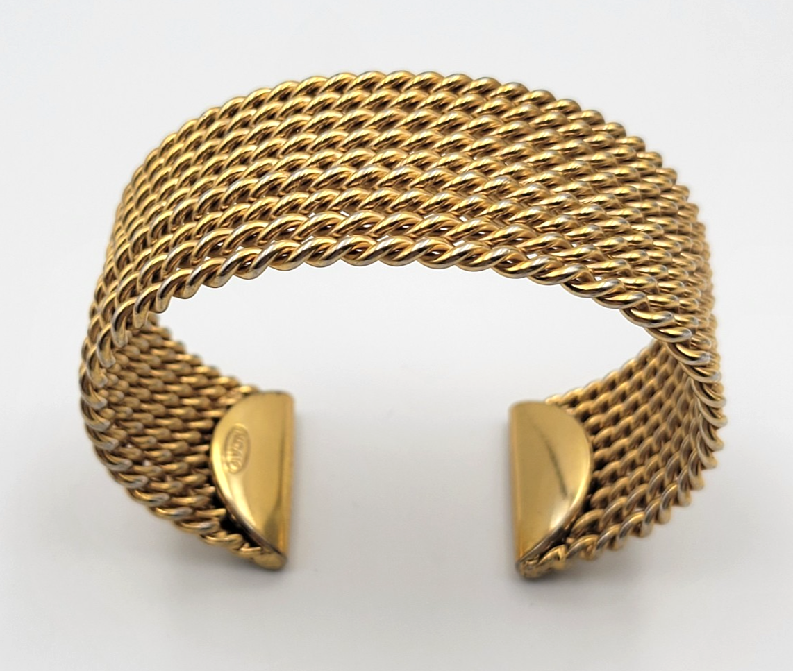 "Vintage Avon Gold Tone Rope Twist Cuff Bracelet 9 Strand 6.75\""