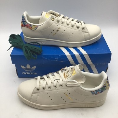 Adidas Stan Smith Floral White Gold Metallic Sneakers JH5637 Womens Size 8 NEW