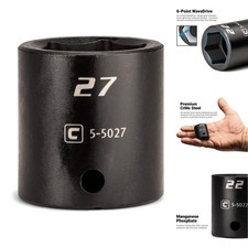 Shallow Impact Socket 12 Drive 6-point 27mm Metric Chrome Molybdenum Steel