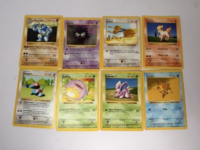 8 Shadowless Base Set Pokemon Cards 1999 WOTC Vintage Lot Machoke Ponyta Doduo