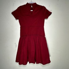 Fashion Nova Kennedy Drop Waist Mini Dress Wine Red Short Sleeve Mock Neck L NWT