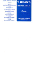 Chelsea Fixture Card 1994-1995