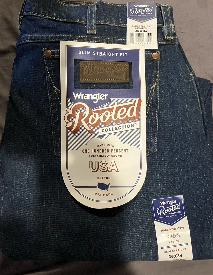 36x34 Made In USA Wrangler Rooted Slim Straight - Image 1 of 1