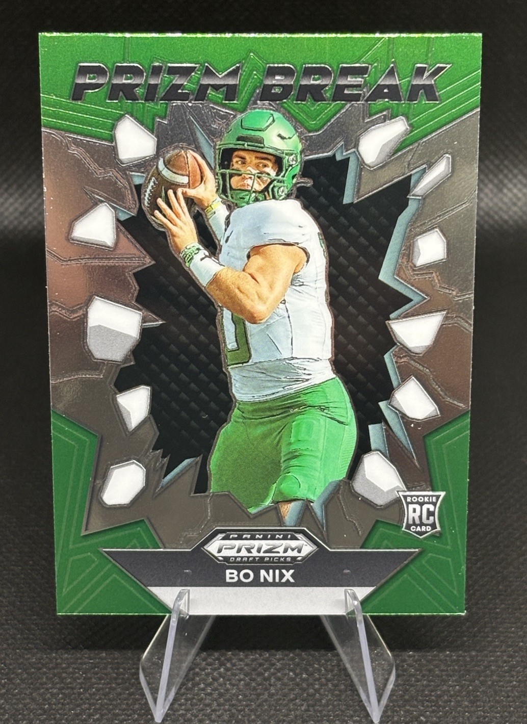 Bo Nix 2024 Prizm Draft Picks (RC) Prizm Break Insert Card No. PB-BNX