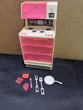 Vintage Barbie 1978 Dream House Pink Stove Oven Microwave Skillet Food Spatula