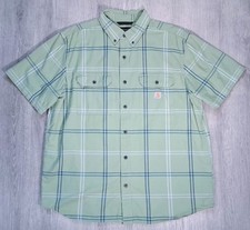 Carhartt XL Mens Shirt Loose Fit Flannel Short Sleeve Green Multi - Barely Worn