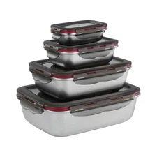 4PCS Stainless steel Food Storage Container with lids - Leakproof & Airtight ...