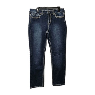 Code Bleu Navy Blue jeans with contrast stitching and zipper fly Size 12