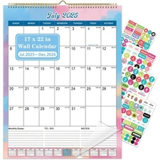 Calendar 2025, Large Wall/Desk Calendar 2025 from July 2025 to Dec 2026, 22''...
