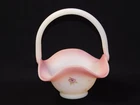 Fenton Art Glass Basket Berries & Blossoms Opal Satin Artist Hand Painted Signed
