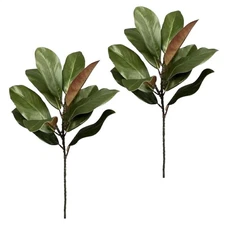 2Pcs Magnolia Artificial Leaves Branches 22 Inch 3D Real Touch Magnolia Pick